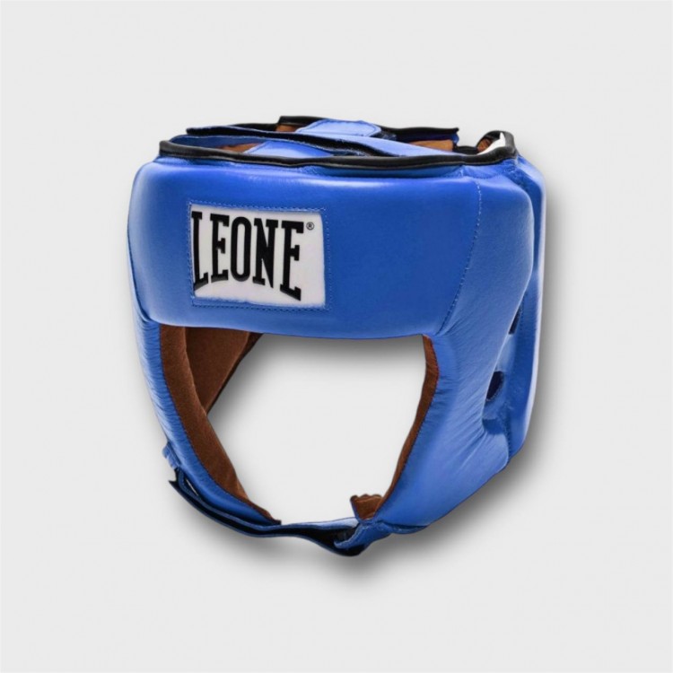 Боксерський шолом шкіряний для змагань Leone Contest Blue