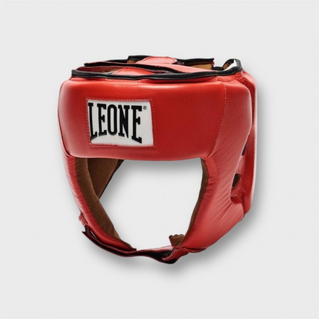 Боксерський шолом шкіряний для змагань Leone Contest Red