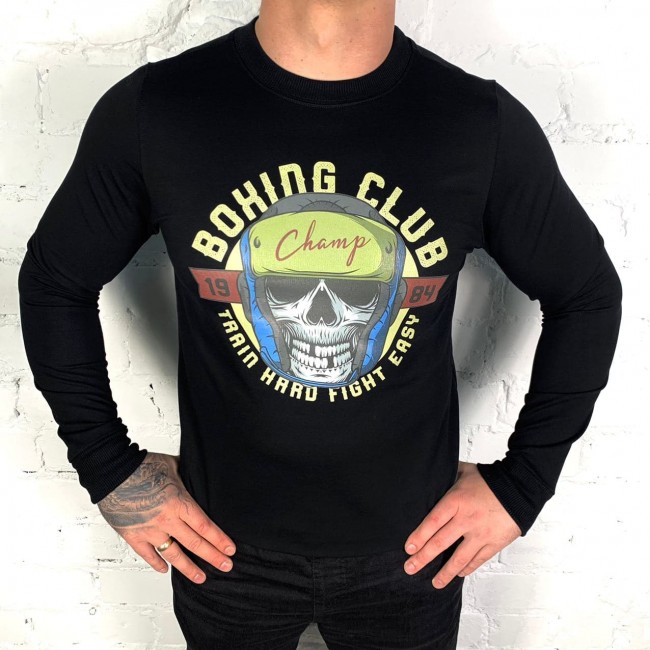 Свитшот Boxing Fight Hard Skull black