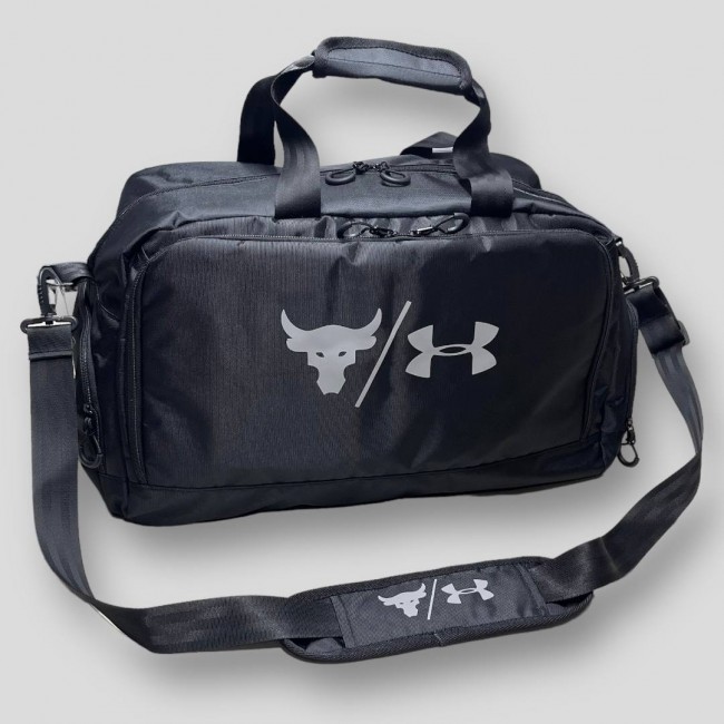 Сумка спортивна Under Armour Project Rock Bag gray logo L Сумка спортивна Under Armour Project Rock Bag gray logo L