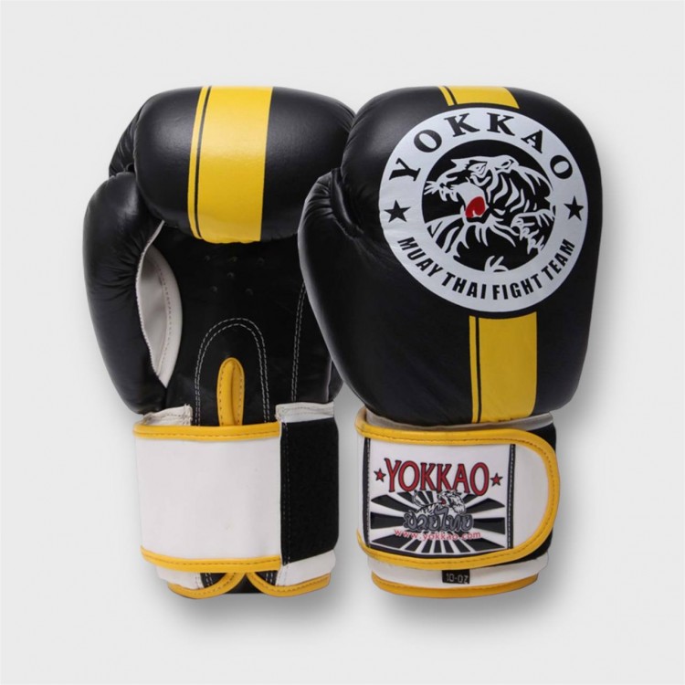 Боксерські рукавиці шкіряні YOKKAO Tiger black
